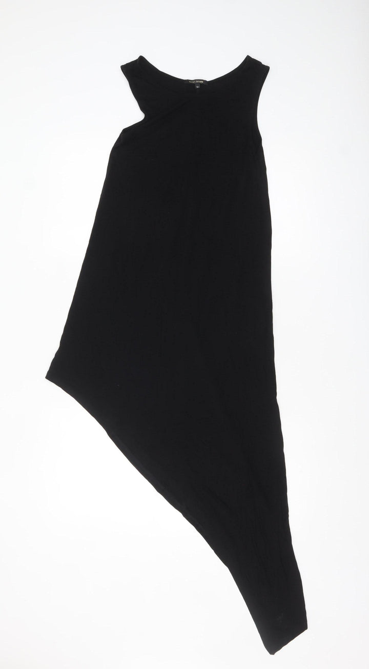 River Island Women’s Black Asymmetric Sleeveless Jersey Dress Size 10