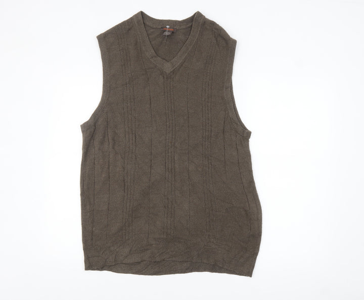 Dockers Men's Brown Acrylic V-Neck Knit Vest XL