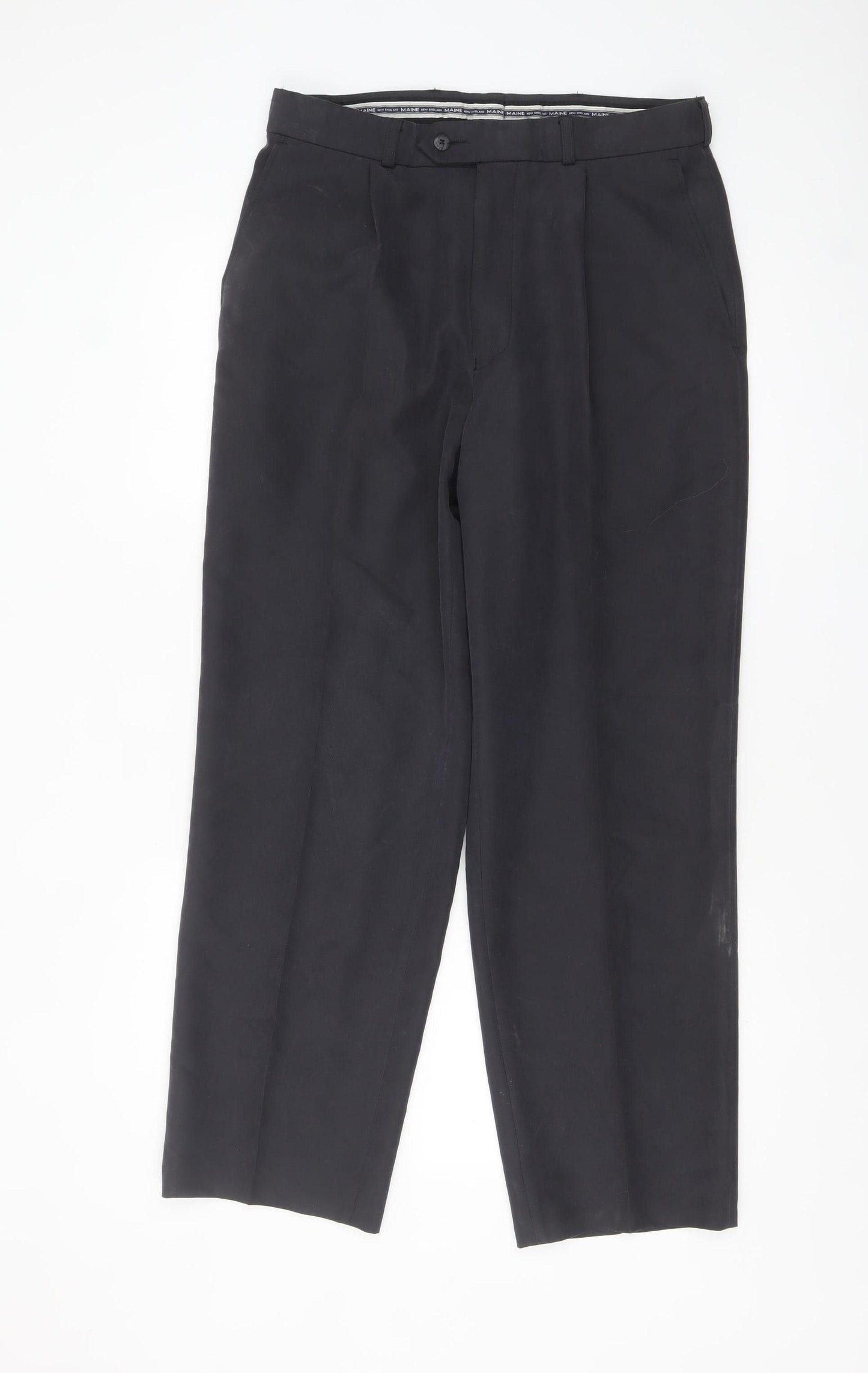 Maine New England Men’s Black Pleated Trousers 32R Regular Fit