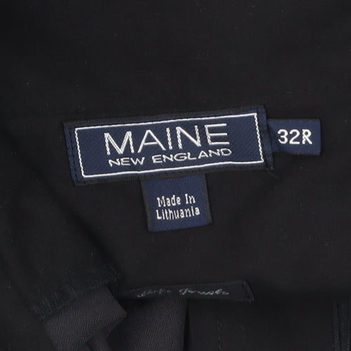 Maine New England Men’s Black Pleated Trousers 32R Regular Fit