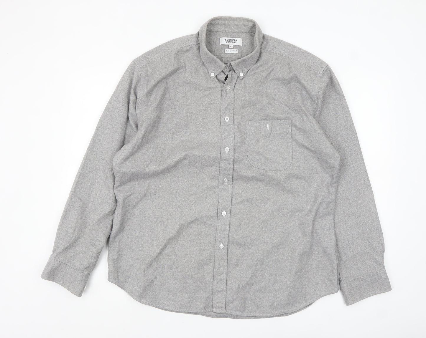 Southern Comfort Men's Grey Cotton Button-Up Shirt XL Tapered Fit
