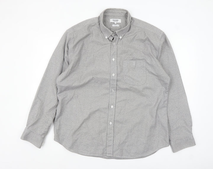 Southern Comfort Men's Grey Cotton Button-Up Shirt XL Tapered Fit