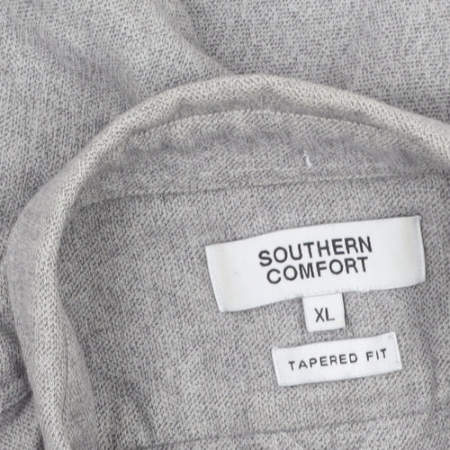 Southern Comfort Men's Grey Cotton Button-Up Shirt XL Tapered Fit