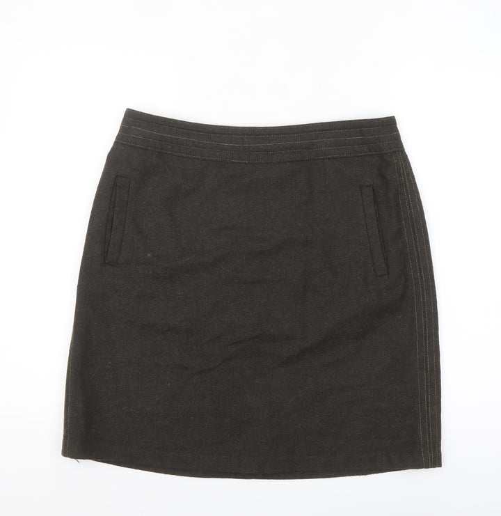 Marks and Spencer Women Brown Wool Tweed Pencil Skirt Size 14