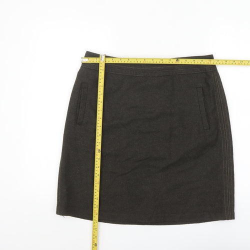 Marks and Spencer Women Brown Wool Tweed Pencil Skirt Size 14