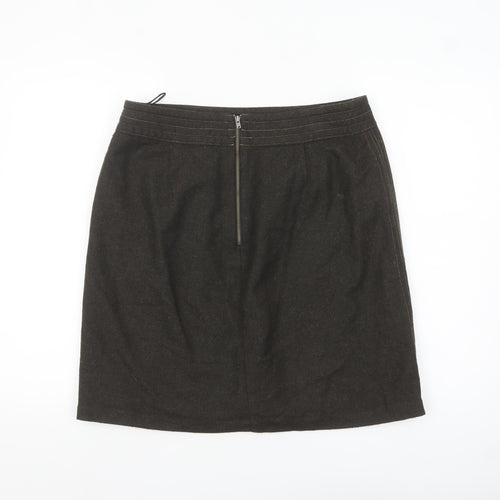 Marks and Spencer Women Brown Wool Tweed Pencil Skirt Size 14