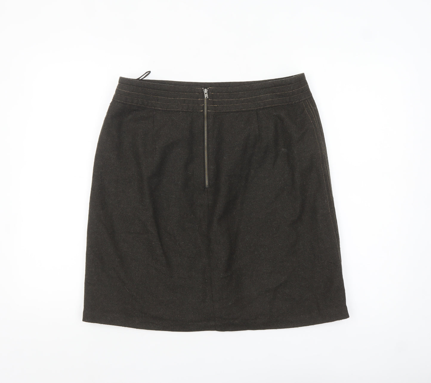 Marks and Spencer Women Brown Wool Tweed Pencil Skirt Size 14