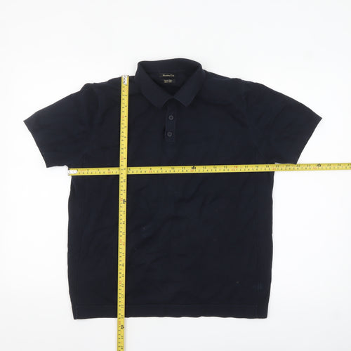 Massimo Dutti Men’s Blue Cotton Polo Shirt Size M Regular Fit
