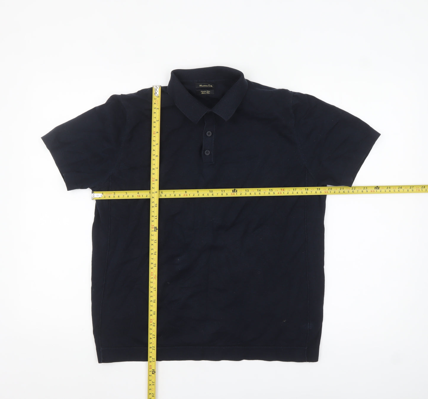 Massimo Dutti Men’s Blue Cotton Polo Shirt Size M Regular Fit