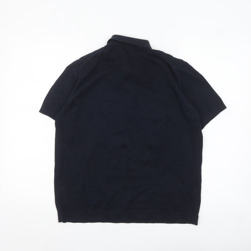 Massimo Dutti Men’s Blue Cotton Polo Shirt Size M Regular Fit