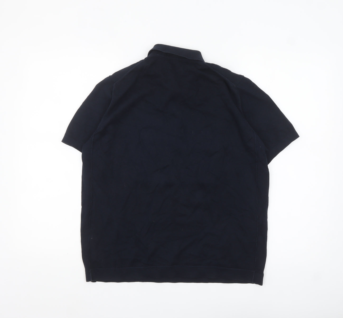 Massimo Dutti Men’s Blue Cotton Polo Shirt Size M Regular Fit