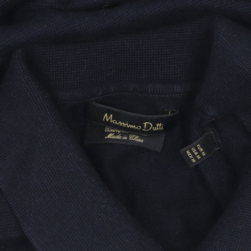 Massimo Dutti Men’s Blue Cotton Polo Shirt Size M Regular Fit