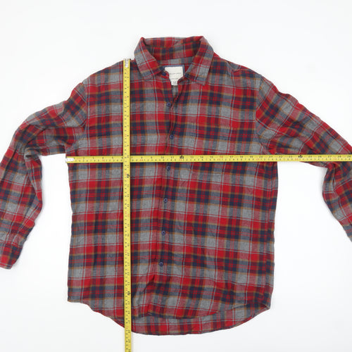 American Eagle Mens Red Plaid Flannel Button-Up Shirt M Regular