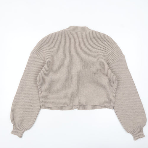 SHEIN Women’s Beige Tall XL Rib-Knit Button Cardigan Jumper