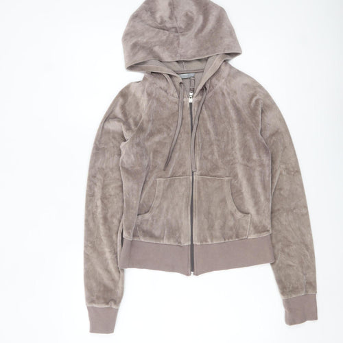 Marks and Spencer Women Taupe Velour Full Zip Hoodie UK 10