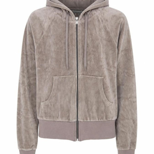 Marks and Spencer Women Taupe Velour Full Zip Hoodie UK 10