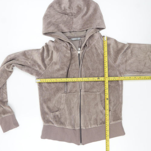 Marks and Spencer Women Taupe Velour Full Zip Hoodie UK 10