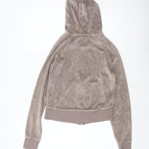 Marks and Spencer Women Taupe Velour Full Zip Hoodie UK 10