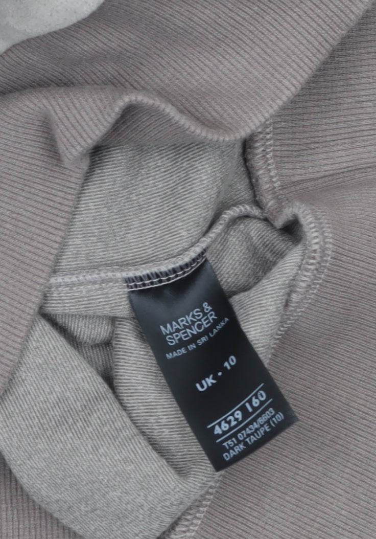 Marks and Spencer Women Taupe Velour Full Zip Hoodie UK 10