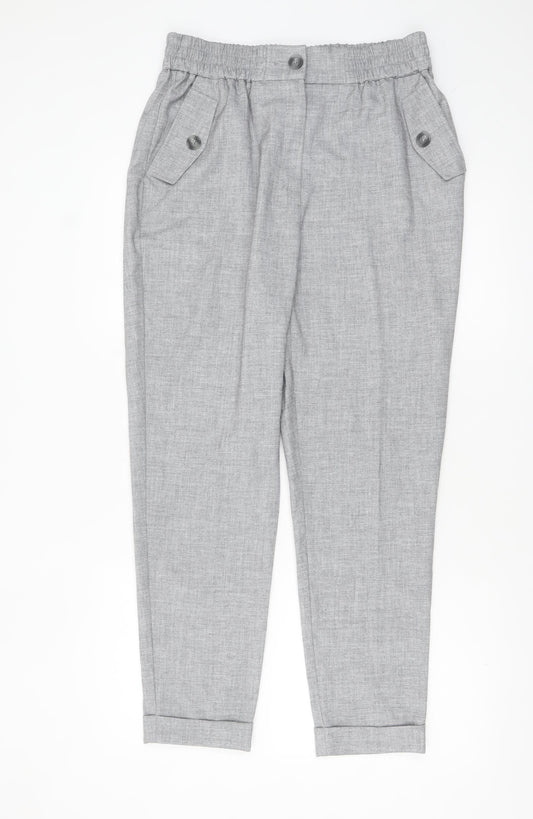 F&F Women Grey Elastic Waist Tapered Trousers Size 12