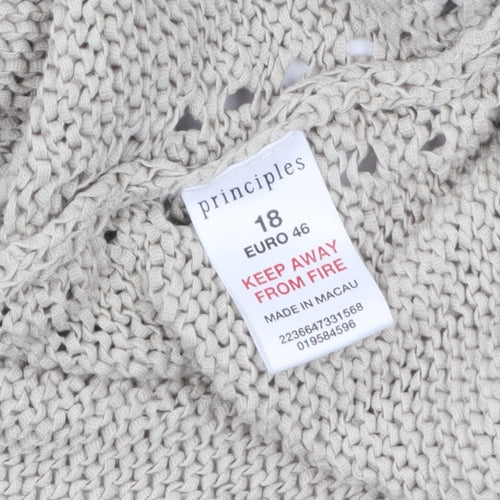 Principles Women’s Beige Boat Neck 3/4 Sleeve Knit Jumper Size 18
