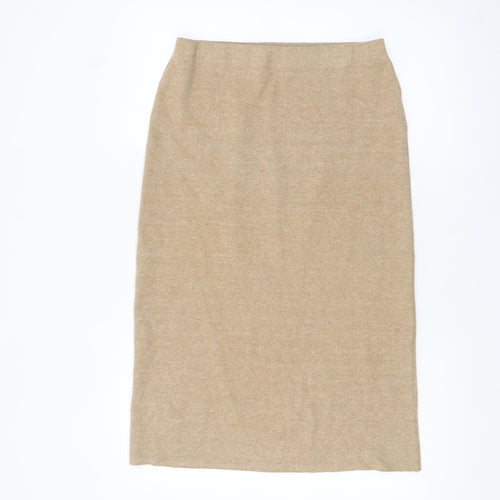 Zara Women Beige Midi Pencil Knit Skirt Size 12