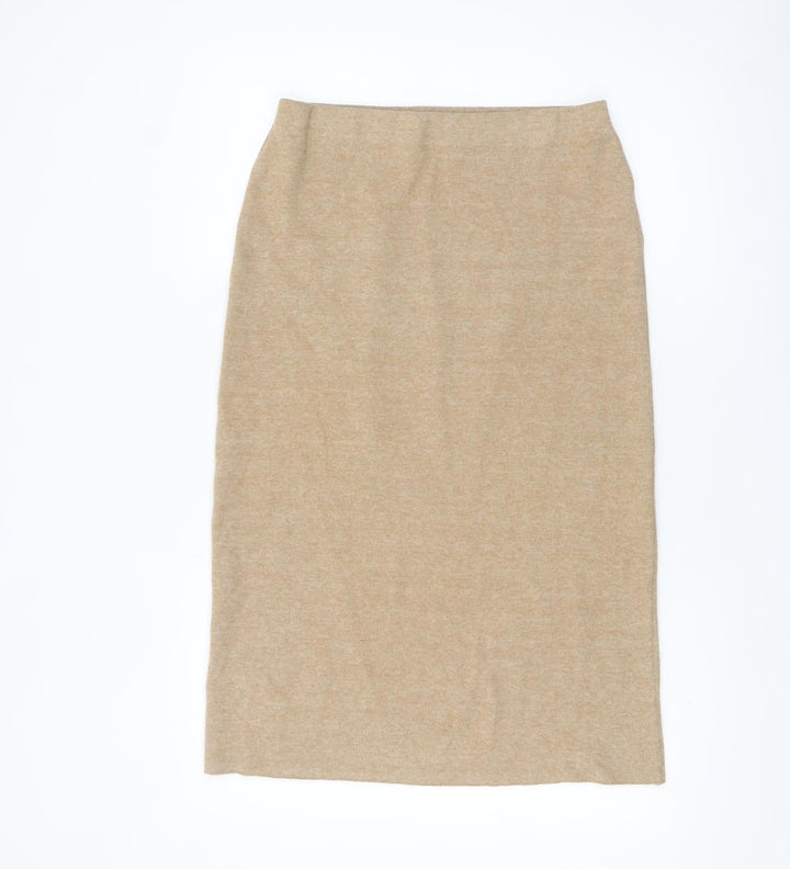 Zara Women Beige Midi Pencil Knit Skirt Size 12