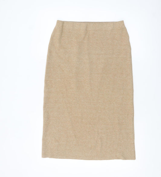 Zara Women Beige Midi Pencil Knit Skirt Size 12