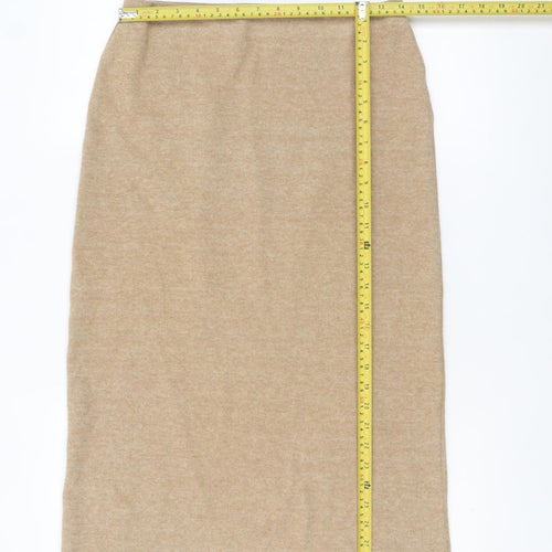 Zara Women Beige Midi Pencil Knit Skirt Size 12