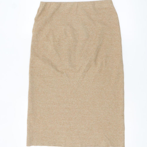 Zara Women Beige Midi Pencil Knit Skirt Size 12