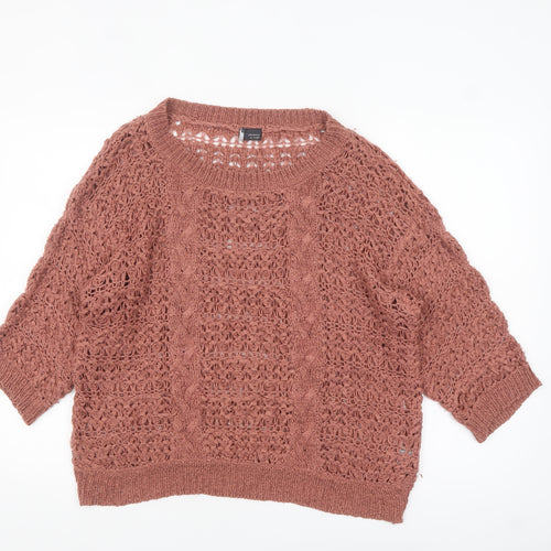 Sparkle & Fade Women’s Brown Open-Knit Pullover Jumper Size L