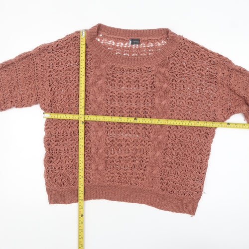 Sparkle & Fade Women’s Brown Open-Knit Pullover Jumper Size L