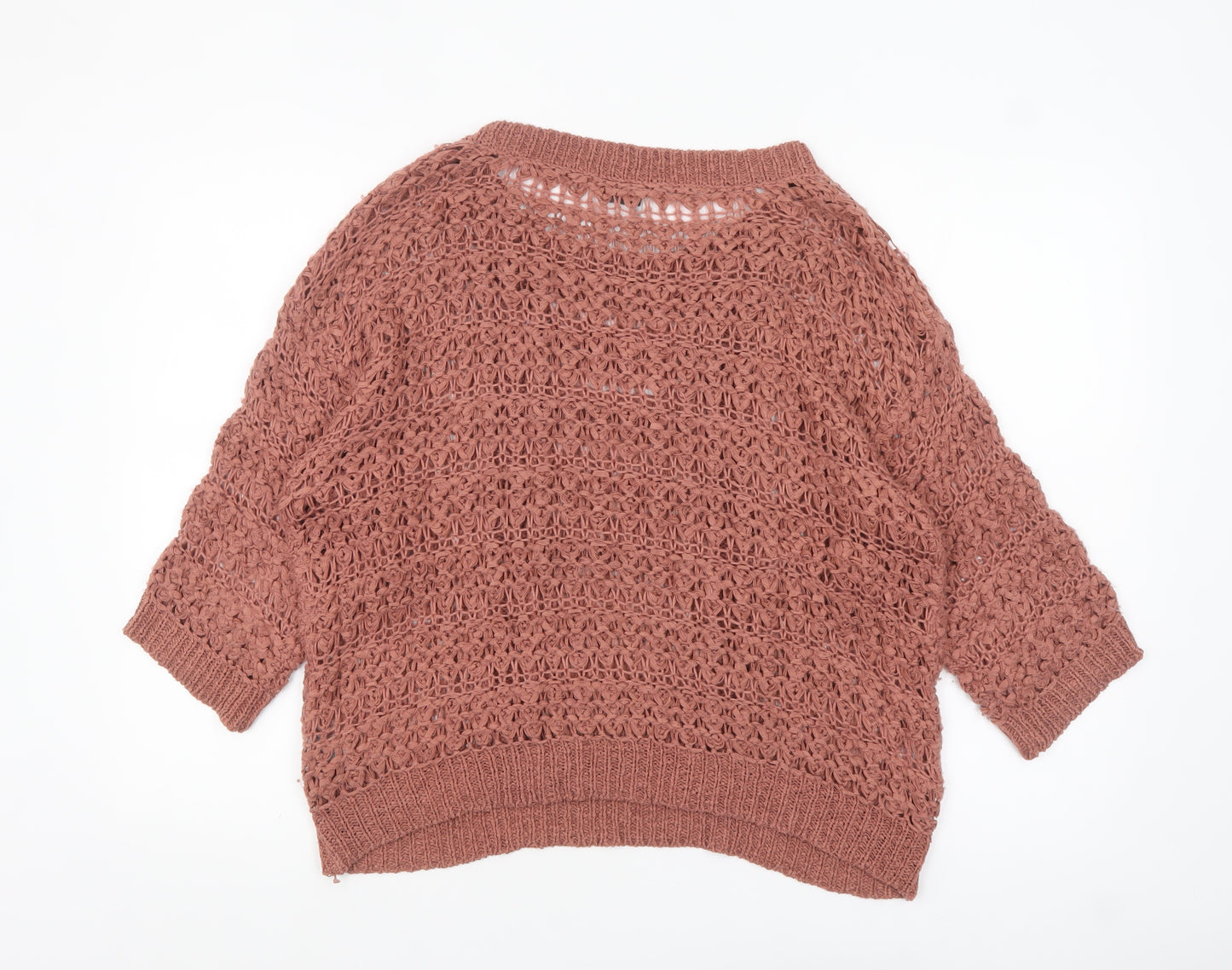 Sparkle & Fade Women’s Brown Open-Knit Pullover Jumper Size L