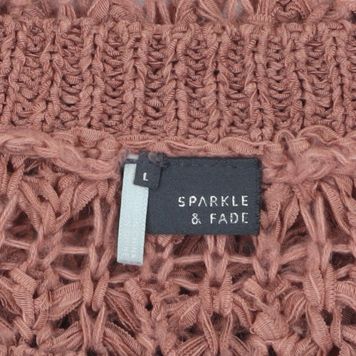 Sparkle & Fade Women’s Brown Open-Knit Pullover Jumper Size L