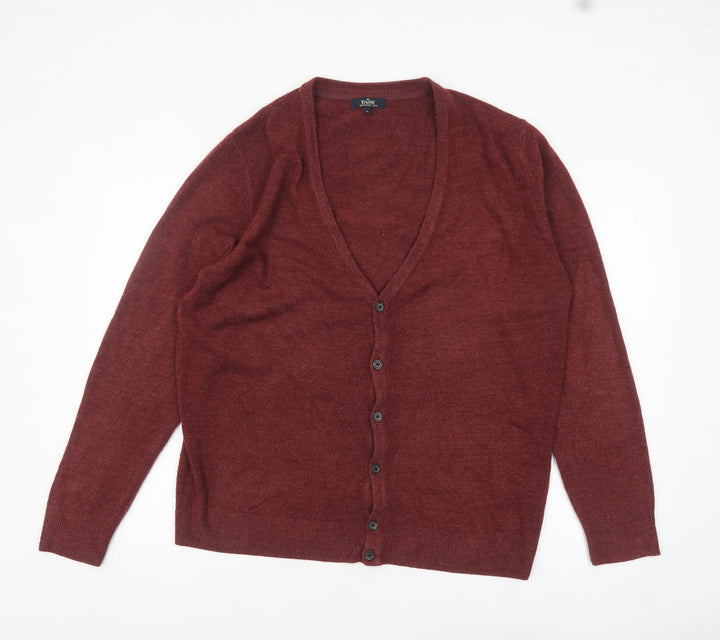 Easy Men’s Brown Acrylic Button-Up Cardigan Size L
