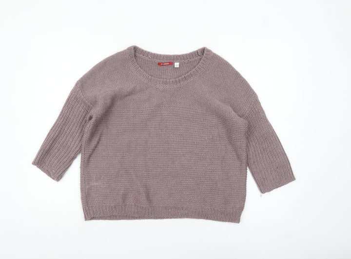 Hotkiss Womens Purple Wool Blend Crew Neck Jumper Size 12
