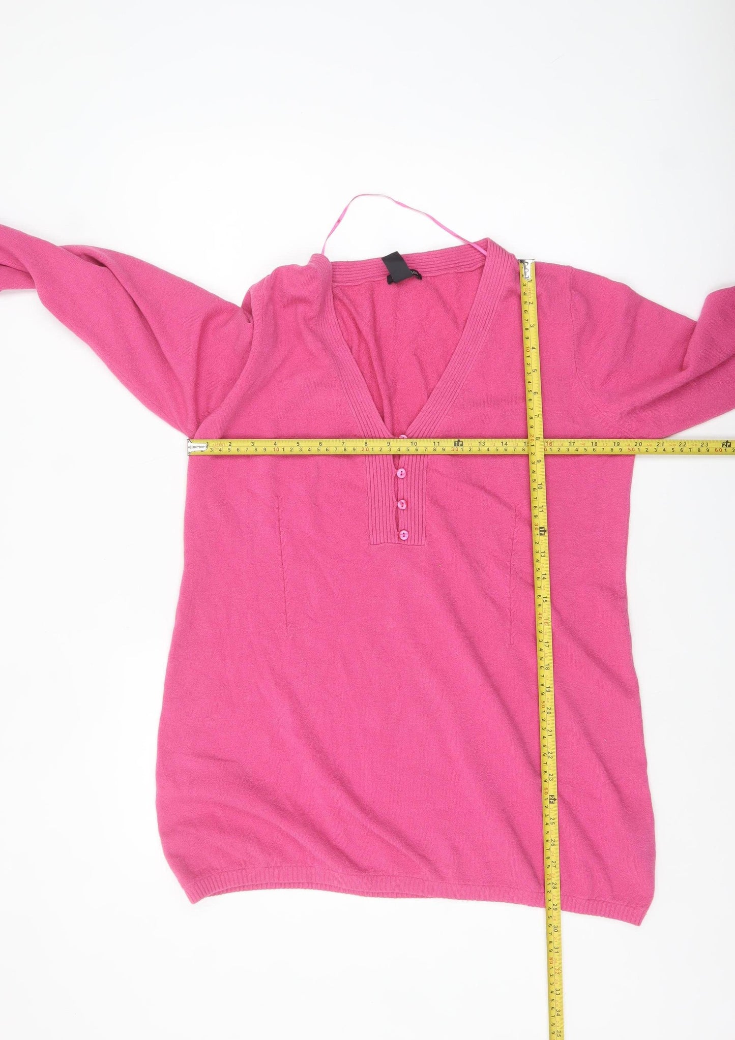 H&M Mama Women's Pink V-Neck Henley Knit Jumper Size 16