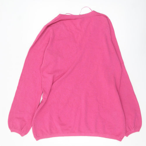 H&M Mama Women's Pink V-Neck Henley Knit Jumper Size 16