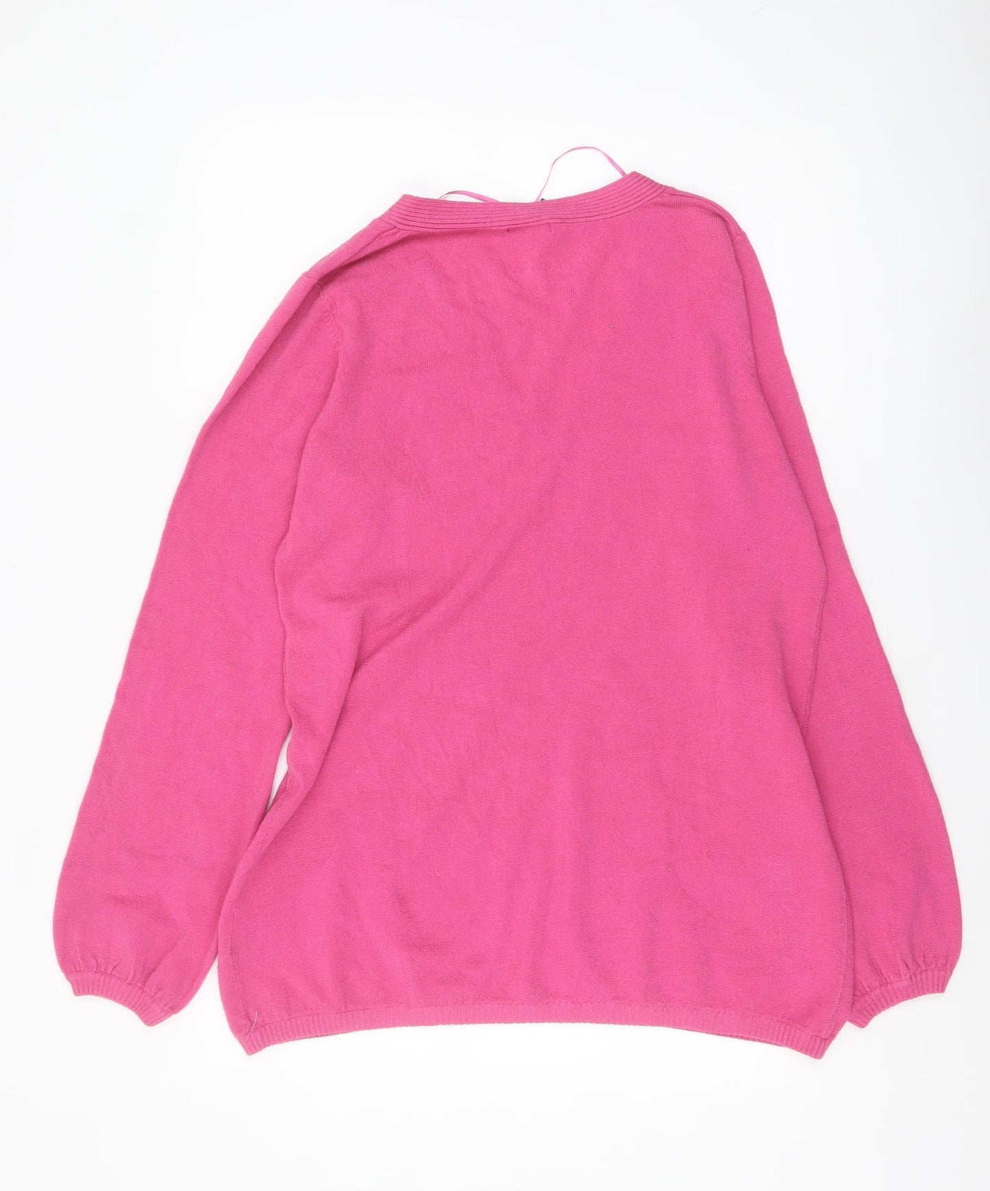 H&M Mama Women's Pink V-Neck Henley Knit Jumper Size 16