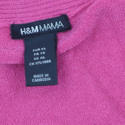H&M Mama Women's Pink V-Neck Henley Knit Jumper Size 16