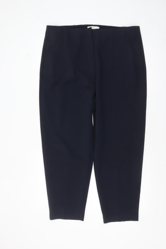 Marks and Spencer Women's Blue Size 18 Regular Tapered Trousers