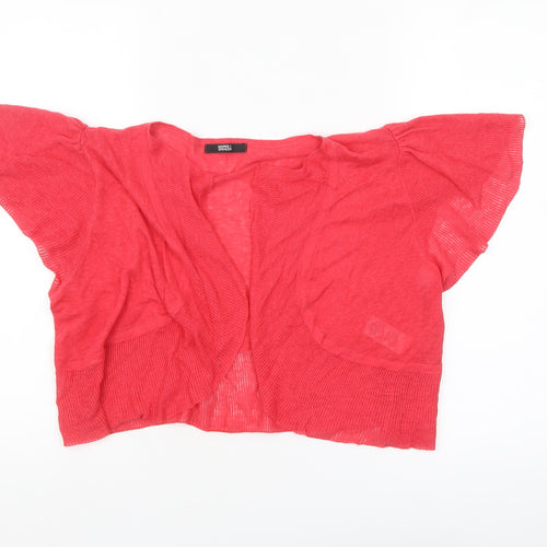 Marks and Spencer Women's Red Linen Blend Short Sleeve Open Cardigan Size 14