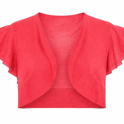 Marks and Spencer Women's Red Linen Blend Short Sleeve Open Cardigan Size 14