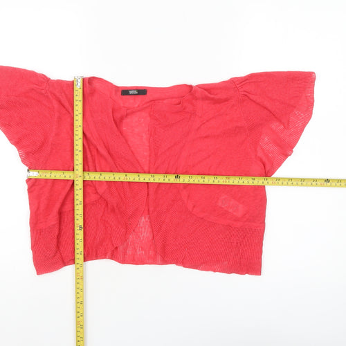 Marks and Spencer Women's Red Linen Blend Short Sleeve Open Cardigan Size 14