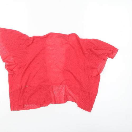 Marks and Spencer Women's Red Linen Blend Short Sleeve Open Cardigan Size 14