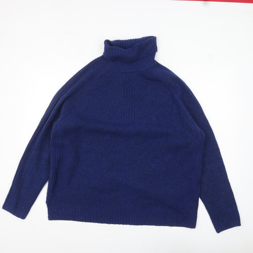 Marks and Spencer Women's Blue Roll Neck Knit Jumper L
