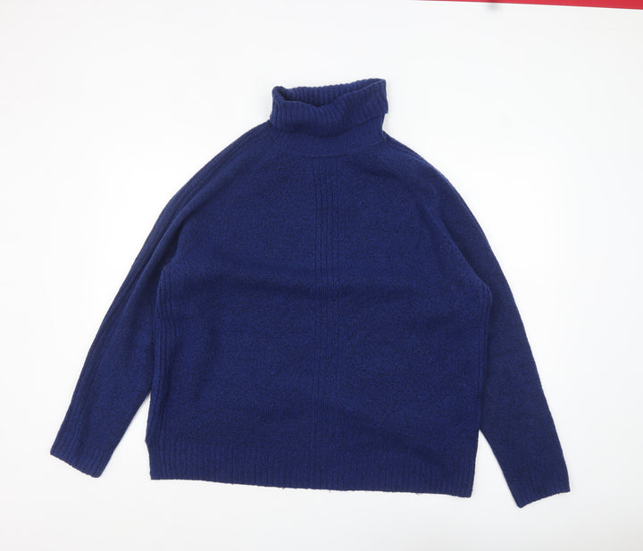 Marks and Spencer Women's Blue Roll Neck Knit Jumper L