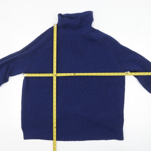 Marks and Spencer Women's Blue Roll Neck Knit Jumper L