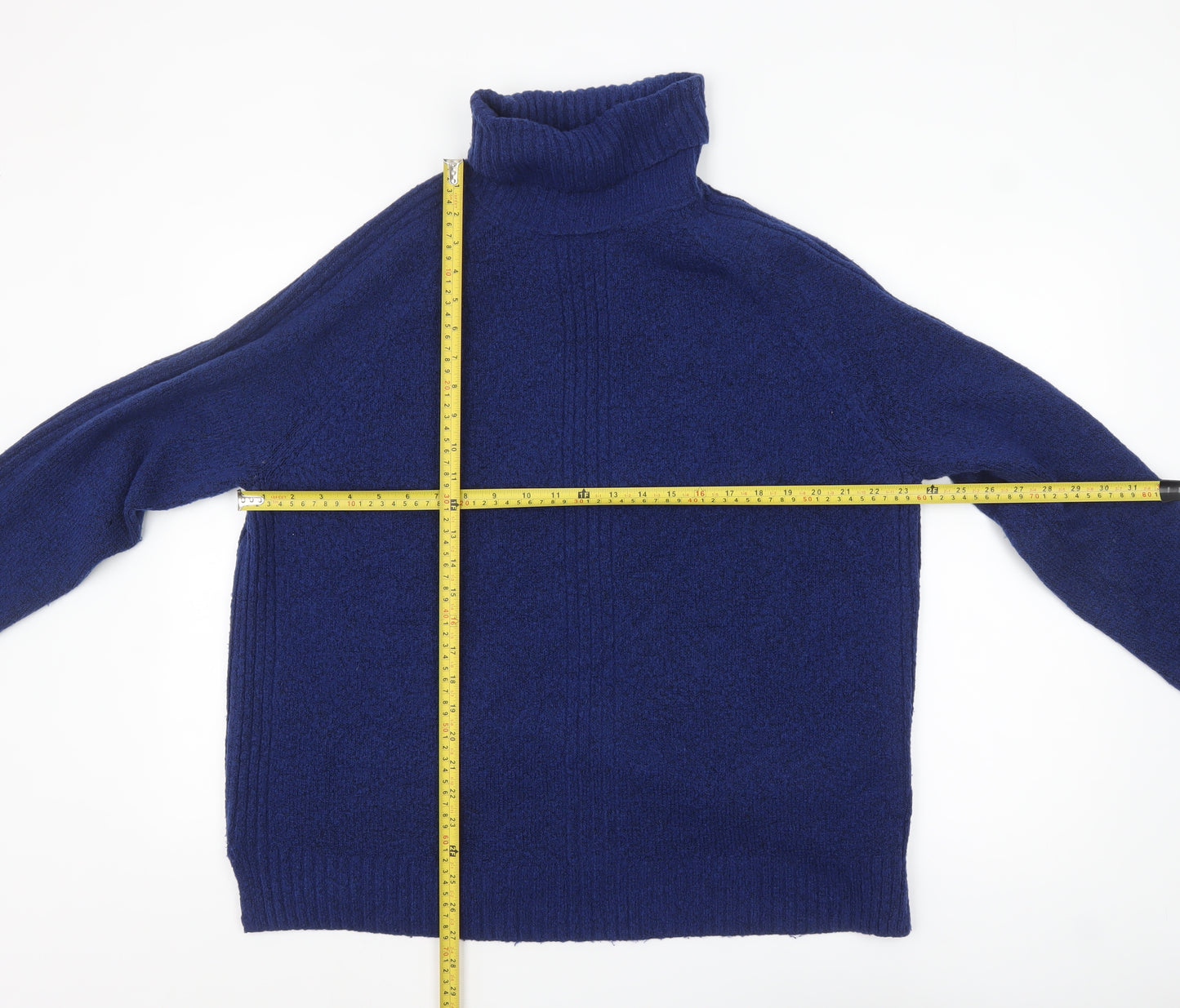 Marks and Spencer Women's Blue Roll Neck Knit Jumper L