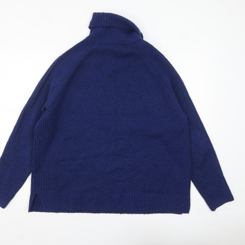 Marks and Spencer Women's Blue Roll Neck Knit Jumper L